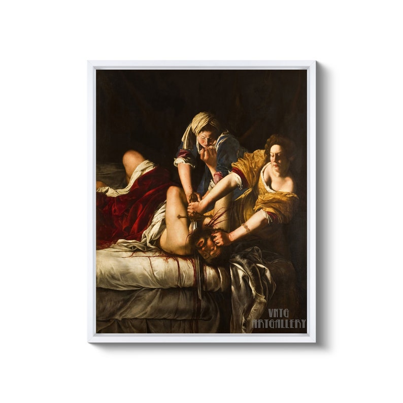 Artemisia Gentileschi Judith terrassant Holopherne 1620-1621, impression giclée d'art mural sur toile tendue ou encadrée D6050 White Floating Frame Canvas