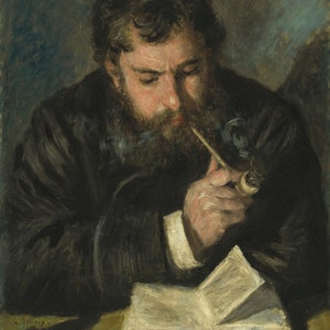 Renoir : Claude Monet (Le Liseur) (1872) Canvas  Gallery Wrapped or Framed Giclee Wall Art Print (D6045)