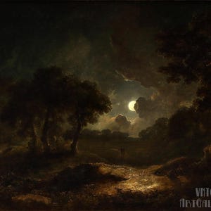 James Arthur O&#39;Connor: romantisch nachtlandschap (ca. 1828-40) galerie op canvas verpakt of ingelijste giclee muurkunstdruk (D5060)