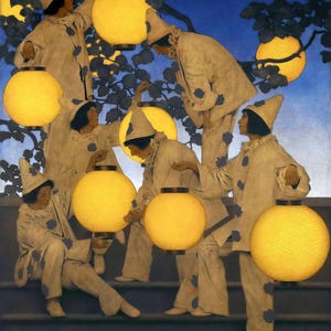 Maxfield Parrish : The Lantern Bearers (1908) Canvas Gallery Wrapped or Framed Giclee Wall Art Print Digitally Remastered (D6050)