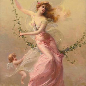 Édouard Bisson : The Swing (1886) Canvas Gallery Wrapped Giclee Wall Art Print (D6040)