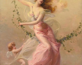 Édouard Bisson : La balançoire (1886), impression d'art mural giclée sur toile, tendue dans une galerie (D6040)