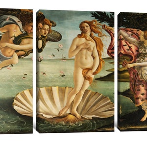 Sandro Botticelli : The Birth of Venus 1484 Canvas Gallery Wrapped or Framed Giclee Wall Art Print D3560 3 Panel Stretched Canvas