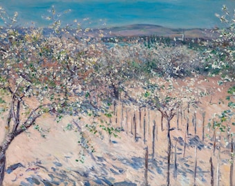 Gustave-Caillebotte : Apple Orchard in Bloom (1883) Canvas Gallery Wrapped or Framed Giclée Wall Art Print Digitally Remastered (D4560)
