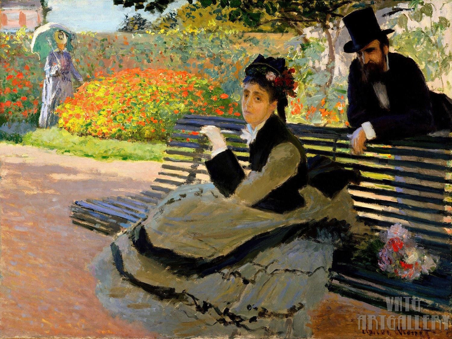 Claude Monet : Camille Monet on a Garden Bench (1873) Canvas Gallery ...