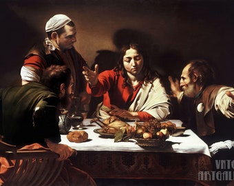 Caravaggio : Supper at Emmaus (1601) Canvas Gallery Wrapped or Framed Giclee Wall Art Print (D4060)