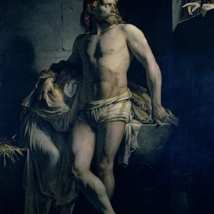 Félix-Joseph Barrias: Soldato gallico e sua figlia prigioniera, Roma (1847) Galleria su tela Stampa artistica su parete avvolta o incorniciata (D6045)