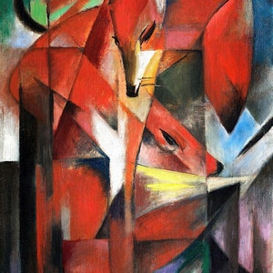 Franz Marc: Volpi (1913) Stampa artistica su tela, incorniciata o avvolta in una galleria, giclée, rimasterizzata digitalmente (D6040)