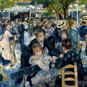Pierre-Auguste Renoir: Bal du Moulin de la Galette (1876) Stampa artistica da parete su tela con cornice o avvolto in una galleria (D4560)