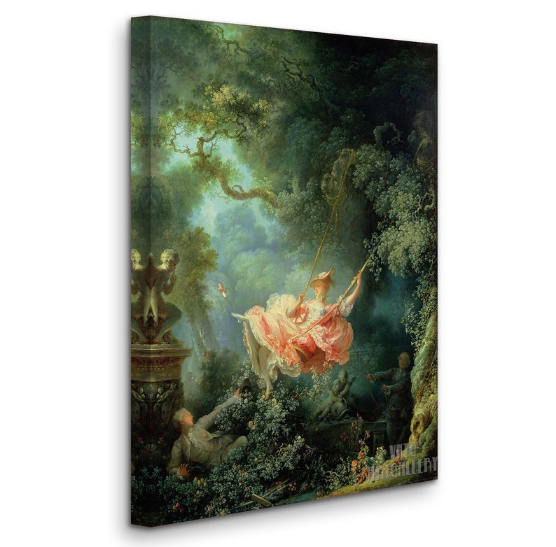 Jean-Honoré Fragonard : The Swing 1767 Canvas Gallery Wrapped or Framed Giclee Wall Art Print D6045 1 Panel Stretched Canvas