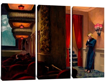 肉筆油絵　模写　木製額装　エドワード・ホッパー　Room in New York New York Office/エドワード・ホッパー【Edward Hopper