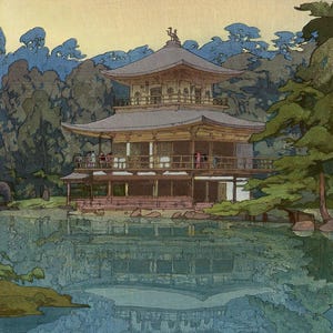 Yoshida Hiroshi (1876-1950) - Kinkakuji Temple  Canvas Gallery Wrapped or Framed Giclee Wall Art Print Digitally Remastered (D6040)