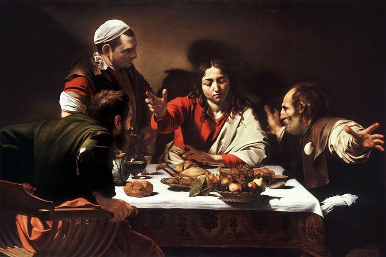 Caravaggio : Supper at Emmaus 1601 Canvas Gallery Wrapped image 0