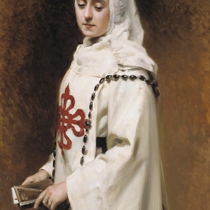 Raimundo Madrazo : Portrait of María Guerrero in Doña Inés (1891) Canvas Gallery Wrapped Giclee Wall Art Print Digitally Remastered (D6040)