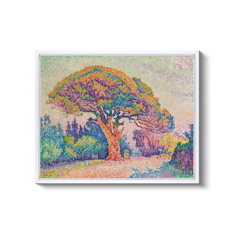 Paul Signac The Pine Tree at Saint-Tropez 1909 Canvas Gallery Wrapped or Framed Giclee Wall Art Print D5060 White Floating Frame Canvas
