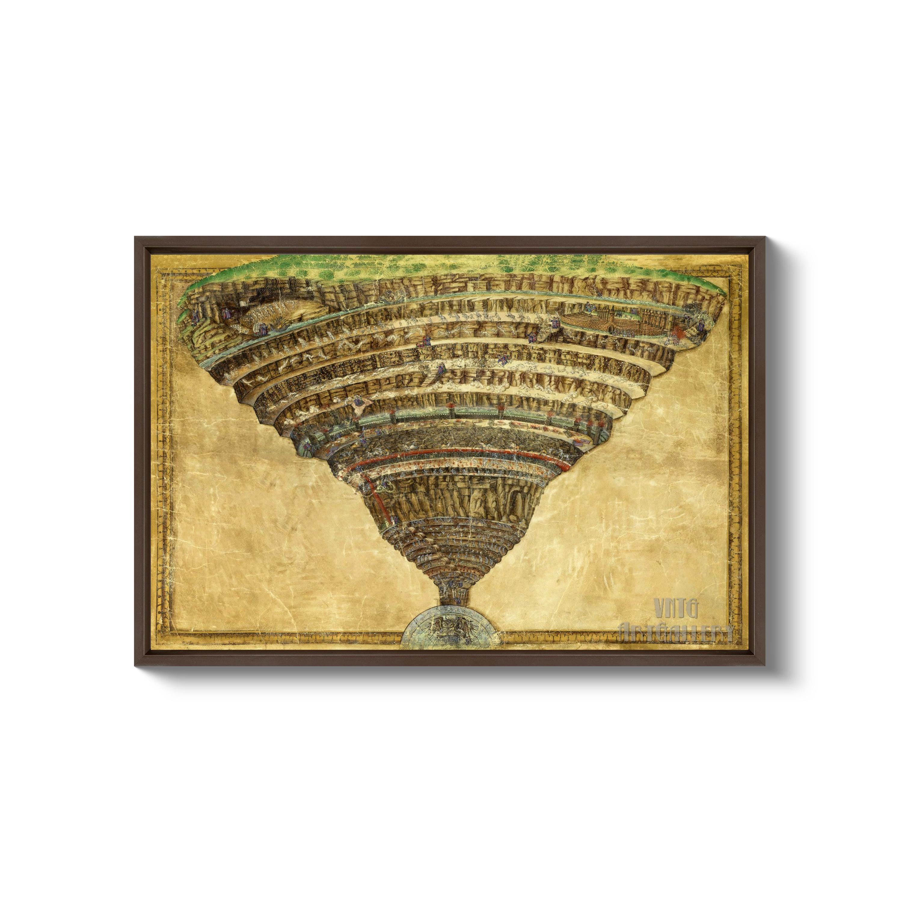 Sandro Botticelli : the Map of Hell - Dante the Divine Comedy (1485) Canvas  Gallery Wrapped or Framed Giclee Wall Art Print (D4060) - Etsy Finland, image size:3000x3000