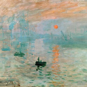 Claude Monet: impressie van zonsopgang (1872) galerie op canvas gewikkeld of ingelijst, digitaal geremasterd (D4560)
