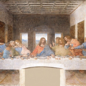 Leonardo da Vinci: L'Ultima Cena (1495–1498) Stampa artistica da parete Giclée su tela, incorniciata o avvolta in una galleria, rimasterizzata digitalmente (D3060)