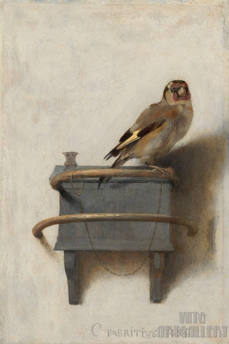 Carel Fabritius : The Goldfinch 1654 Canvas Gallery Wrapped or Framed Giclee Wall Art Print D6040 image 1