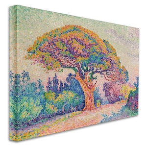 Paul Signac The Pine Tree at Saint-Tropez 1909 Canvas Gallery Wrapped or Framed Giclee Wall Art Print D5060 1 Panel Stretched Canvas