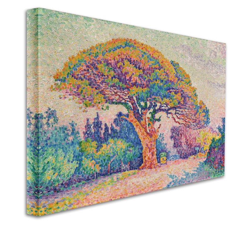 Paul Signac The Pine Tree at Saint-Tropez 1909 Canvas Gallery Wrapped or Framed Giclee Wall Art Print D5060 1 Panel Stretched Canvas