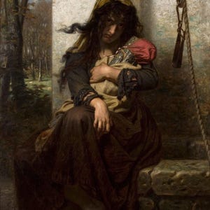 Hugues Merle: El Lunático de Étretat (1871) Impresión giclée sobre lienzo remasterizada digitalmente (D6040)