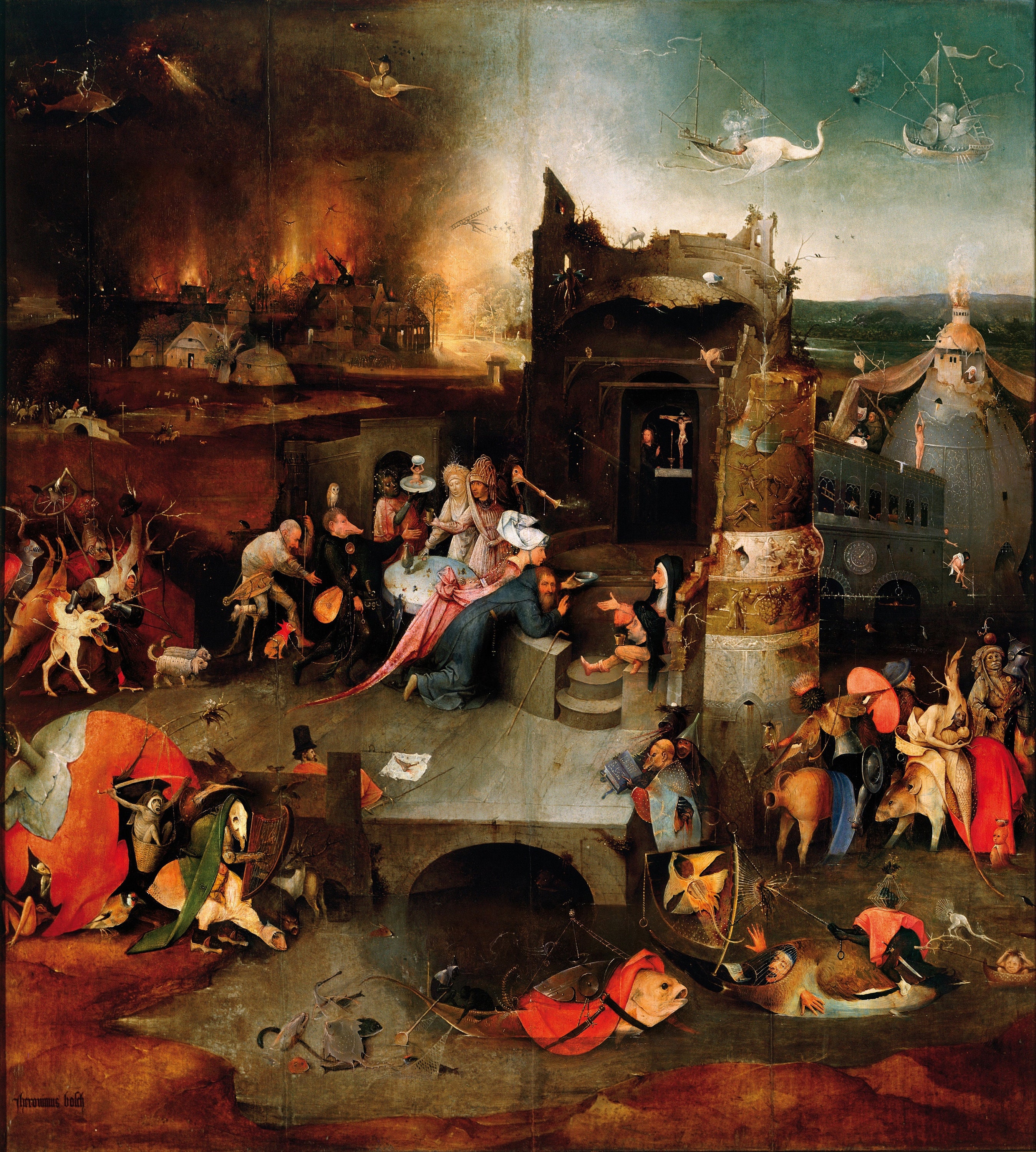 ヒエロニムス・ボス：聖アントニウスの誘惑（三連祭壇画 1490年