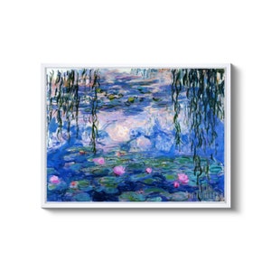 Claude Monet : Water Lilies Nympheas 1919 Canvas Gallery Wrapped or Framed Giclee Wall Art Print D5060 White Floating Frame Canvas