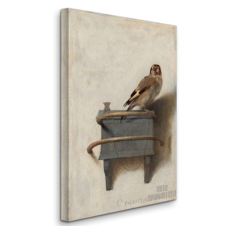 Carel Fabritius : The Goldfinch 1654 Canvas Gallery Wrapped or Framed Giclee Wall Art Print D6040 1 Panel Stretched Canvas