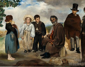 Édouard Manet : The Old Musician (Le Vieux Musicien, 1862) Canvas Gallery Wrapped Giclee Wall Art Print (D4560)