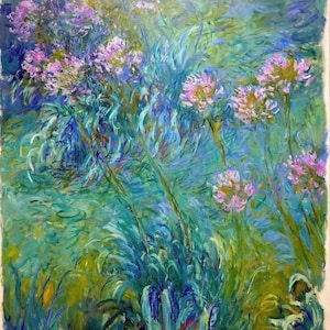Claude Monet: Agapanthus (1914) Stampa artistica su tela incorniciata o avvolta in una galleria, giclée, rimasterizzata digitalmente (D6050)