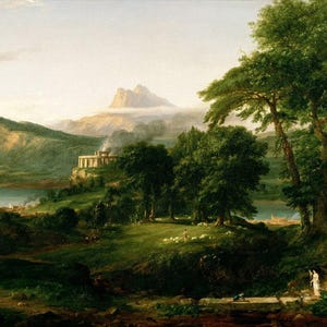 Thomas Cole : The Course of Empire - The Arcadian Pastoral State (1836) Canvas Gallery Wrapped or Framed Giclee Wall Art Print (D3560)