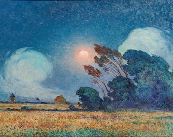 Gust of Wind With Setting Sun by Ferdinand Du Puigaudeau, Vintage