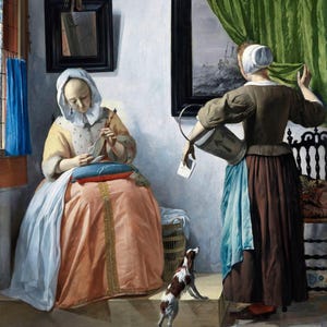 Gabriel Metsu: Donna che legge una lettera (1665) Stampa artistica su tela, incorniciata o avvolta in una galleria, giclée, rimasterizzata digitalmente (D6045)