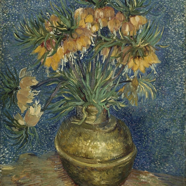 Vincent van Gogh : Imperial Fritillaries in a Copper Vase (1887) Canvas Gallery Wrapped or Framed Giclee Wall Art Print (D6050)