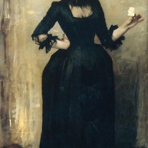 John Singer Sargent : Lady with the Rose (1882) Canvas Gallery Wrapped or Framed Giclee Wall Art Print Digitally Remastered (D6030)