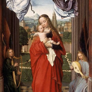 Gerard David : Virgin and Child with Four Angels (1510) Canvas Gallery Wrapped or Framed Giclee Wall Art Print Digitally Remastered (D6035)