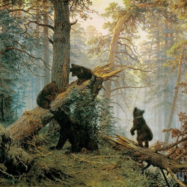 Ivan Shishkin : Matin dans une forêt de pins (1889) Impression giclée d'art mural sur toile tendue ou encadrée (D4060)