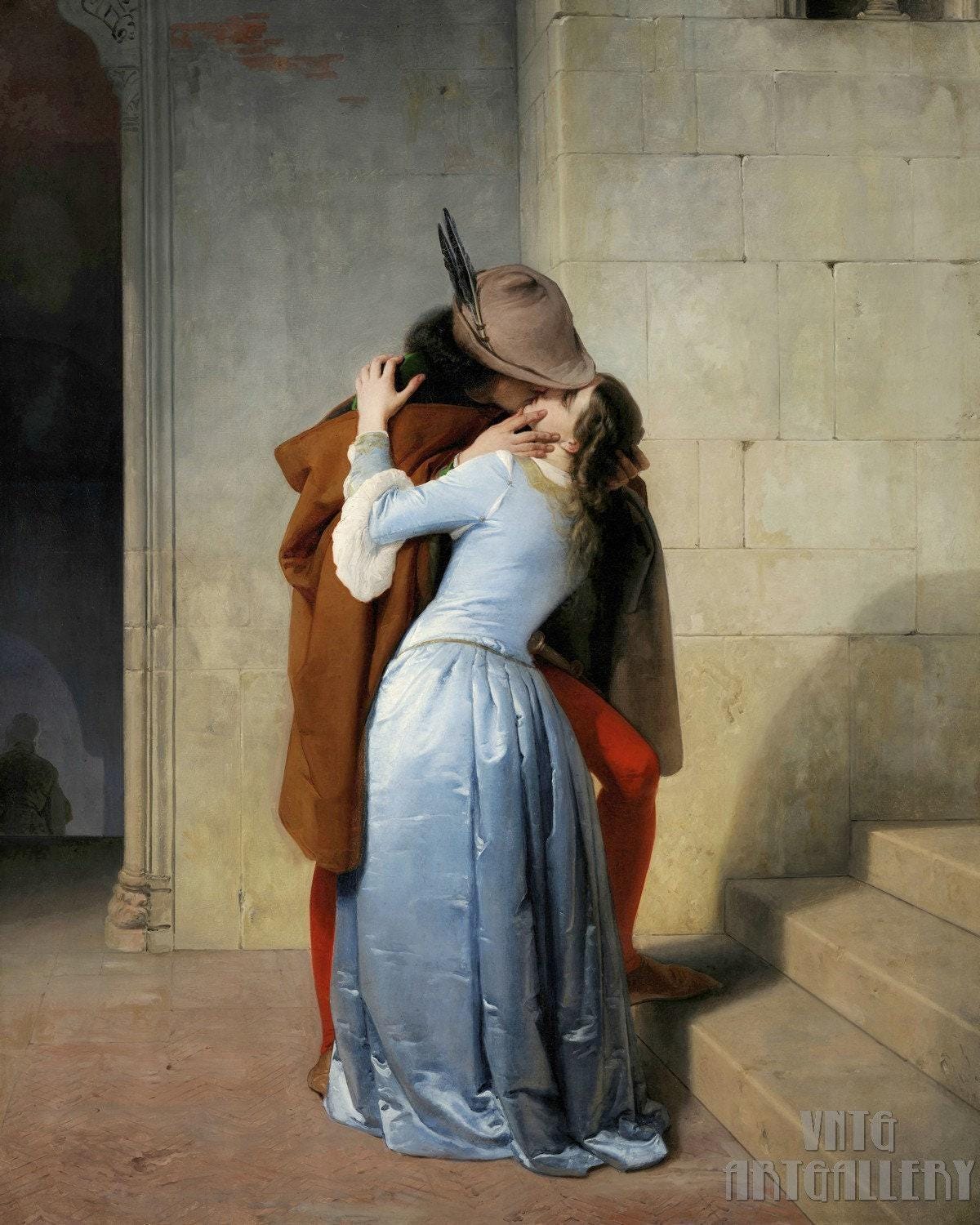 フランチェスコ・アイエツ：接吻『エル・ベソ』（1859年）キャンバス