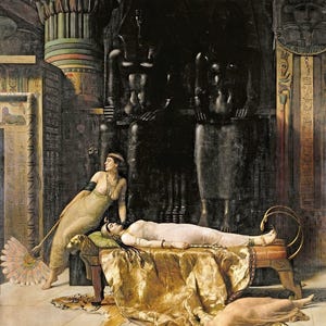 John Collier (1850-1934) - The Death of Cleopatra  Canvas Gallery Wrapped or Framed Giclee Wall Art Print Digitally Remastered (D6045)