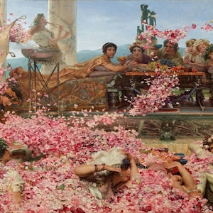 Sir Lawrence Alma-Tadema: The Roses of Heliogabalus (1888) galerie op canvas verpakt of ingelijst (D3560)