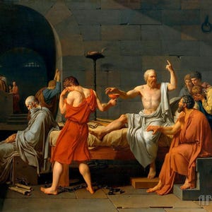 Jacques-Louis David : The Death of Socrates (1787) Canvas Gallery Wrapped or Framed Giclee Wall Art Print Digitally Remastered (D4060)