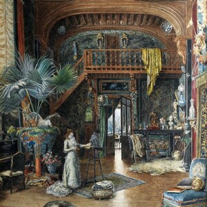 Marie-Désirée Bourgoin : Sarah Bernhardt Sculptant Dans Son Atelier (1879) Canvas Gallery Wrapped or Framed Giclee Wall Art Print (D6045)