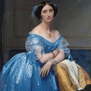 Jean-Auguste-Dominique Ingres Portrait von Prinzessin Albert de Broglie (1851) Leinwand Gallerie gerahmt Giclee Print (D6045) Bild 1