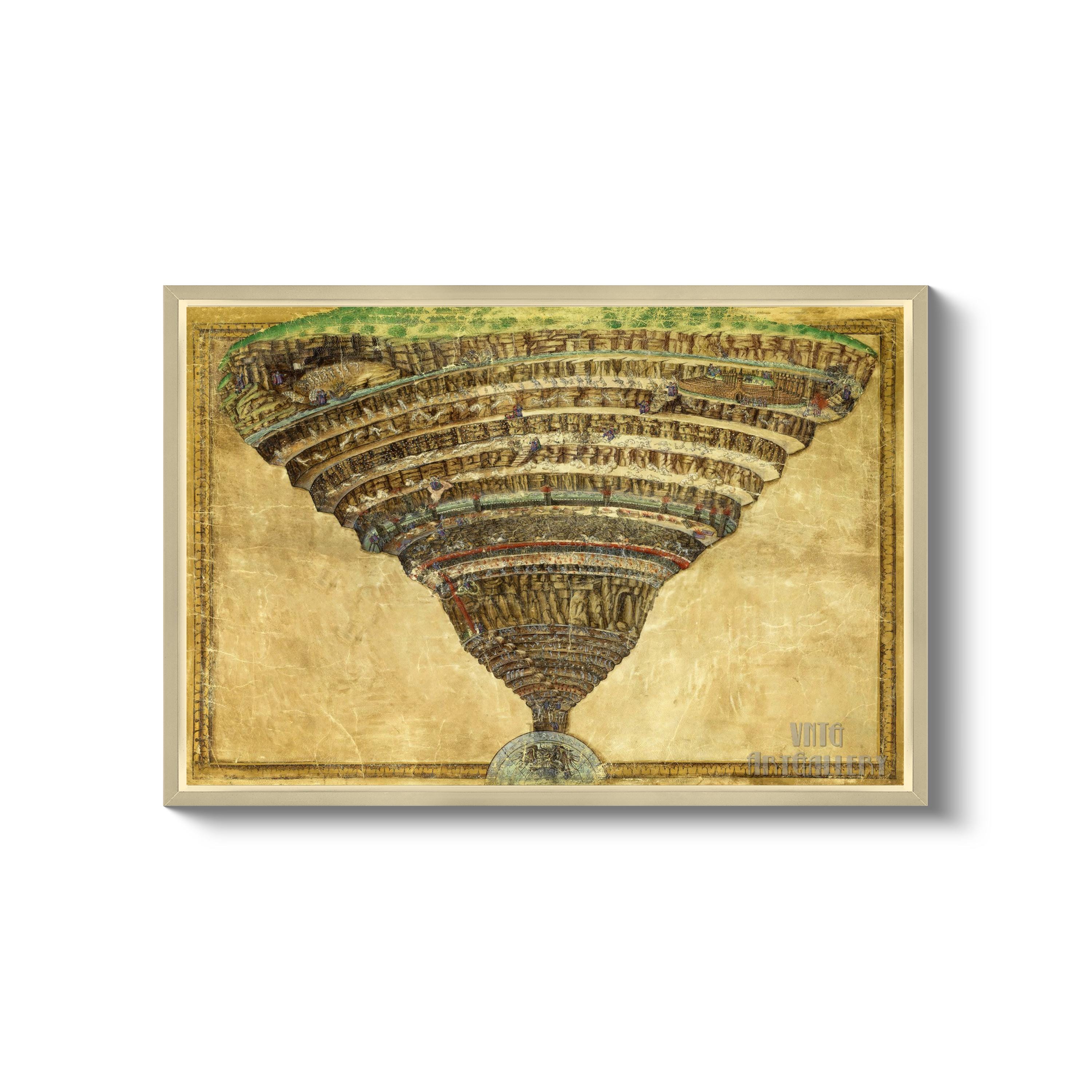 サンドロ・ボッティチェリ：地獄の地図 - ダンテ『神曲』（1485年