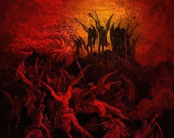 Gustave Dore : Paradise Lost The Rebel Angels, Canvas Gallery Wrapped or Framed Giclee Wall Art Print (D6050)