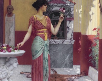 John William Godward : The Bouquet (1899) Canvas Gallery Wrapped Giclee Wall Art Print Digitally Remastered (D6040)