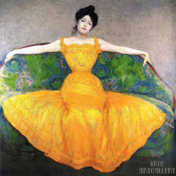 Max Kurzweil Woman in a Yellow Dress 1899 Canvas Gallery Wrapped