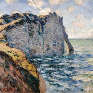 Claude Monet: El acantilado de Aval Etrétat (1885). Impresión giclée sobre lienzo, enmarcada o envuelta digitalmente (D4560).