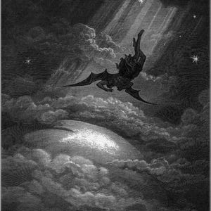 Gustave Doré: Satana nel Paradiso perduto (1866) Stampa artistica su tela incorniciata o avvolta in una galleria d'arte Giclée, rimasterizzata digitalmente (D6045)